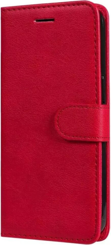 iPhone 15 Pro Max Flip Deksel i Skinn med Lommebok og Stropp - Rød
