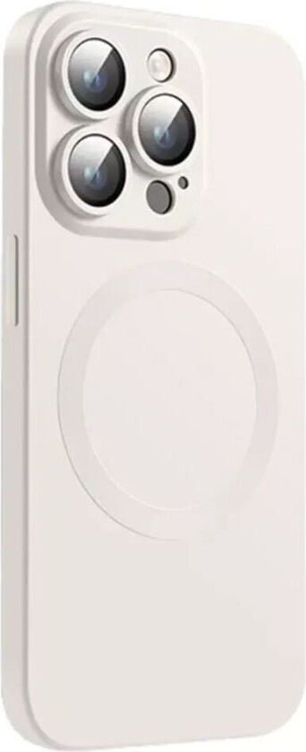 iPhone 14 Pro Silikon Bakdeksel med Kamerabeskytter - MagSafe-Kompatibel - Hvit