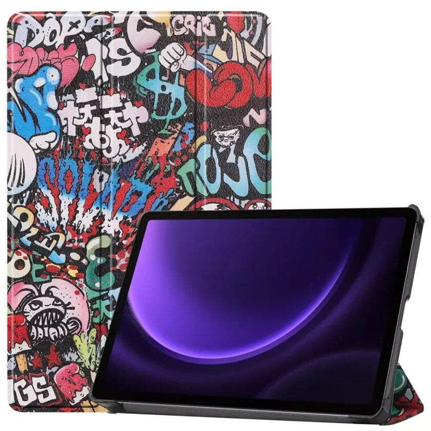 Samsung Galaxy Tab S9 FE Tri-Fold Deksel i Kunstskinn med Penneholder - Graffiti