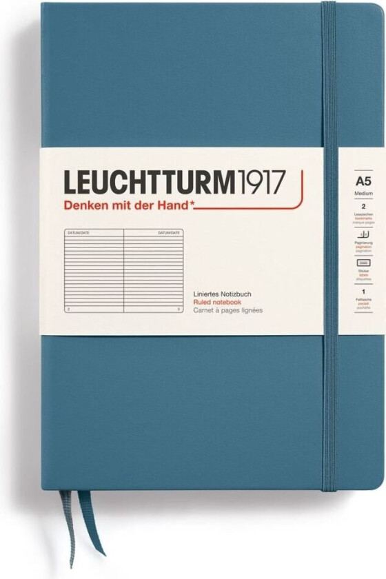Notatbok A5 Hard Linjert Steinsblå Leuchtturm1917