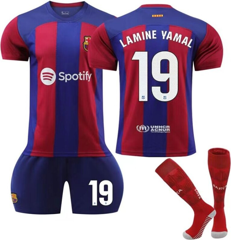 Barcelona-drakt Hjem Fotballdrakt for barn og voksne Nr. 19 Lamine