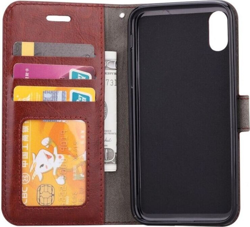 Lommebokdeksel 3-kort Apple iPhone XS Max (6.5") : Farge - brun