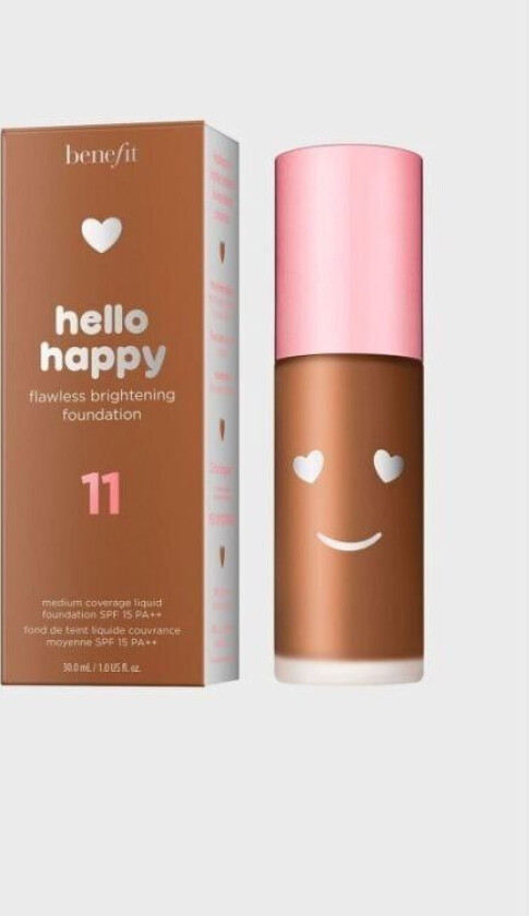 Hello Happy, Brightening, Liquid Foundation, 11, Dark Neutral, SPF 15, 30 ml For Women