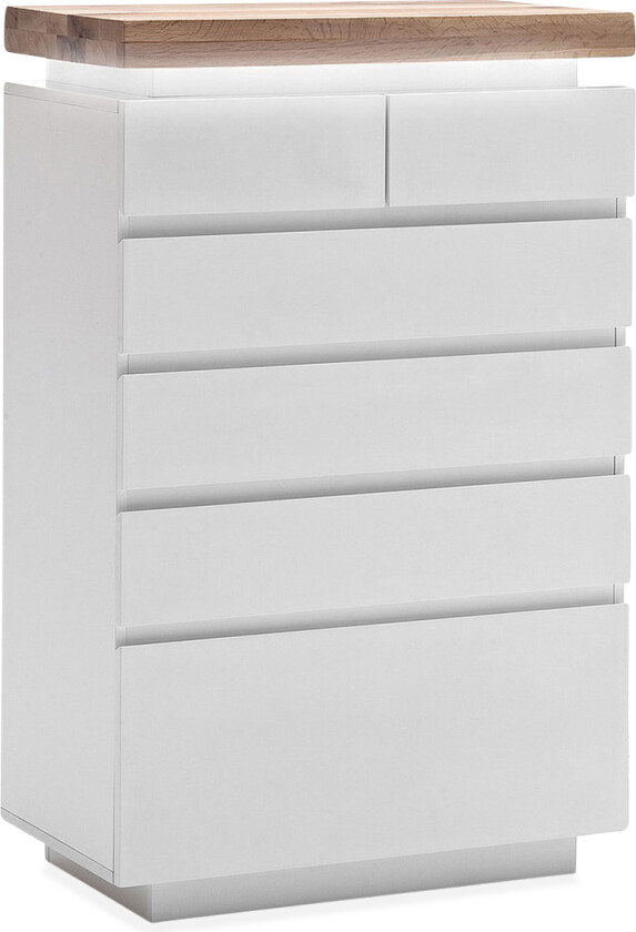 Corbett Kommode 73 cm 4 Stora + 2 Små Skuffer - Oljet Eik/Matt Hvit