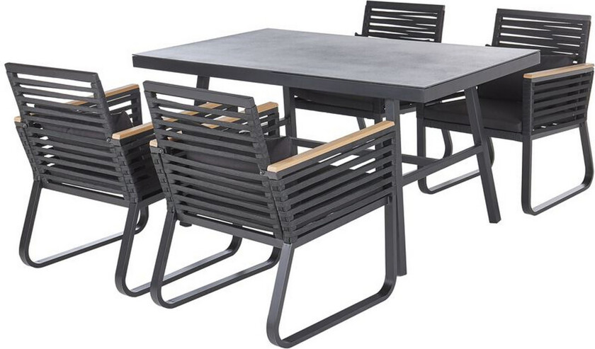 Hagesett med bord og 4 stoler CANETTO - Svart