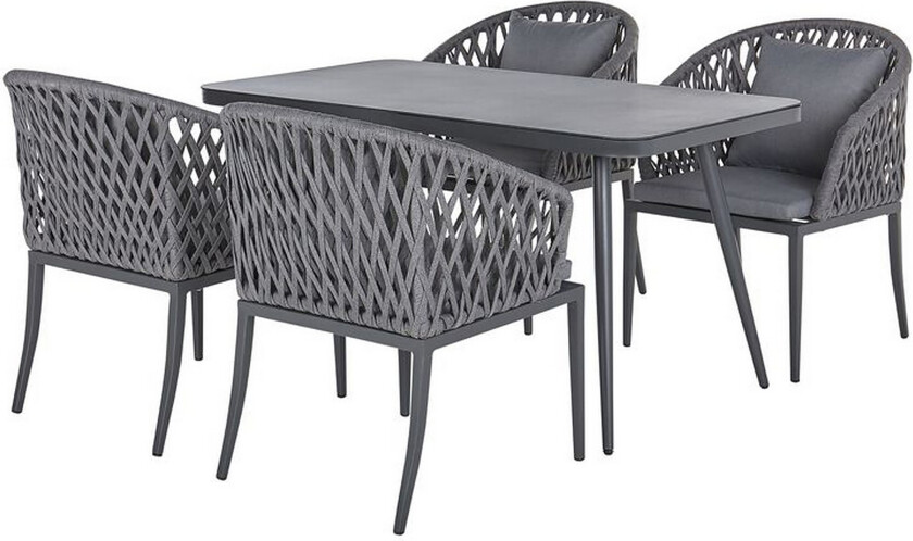 Hagemøbelsett aluminium grå LIPARI - Grå