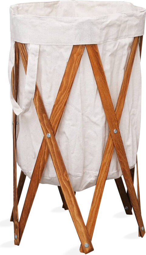 Sammenleggbar skittentøyskurv kremhvit tre og stoff - Krem