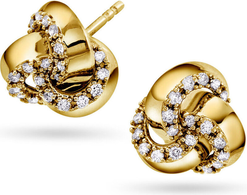 Bilde av , Øredobber i 585 gult gull med knute og diamanter 0,20 ct