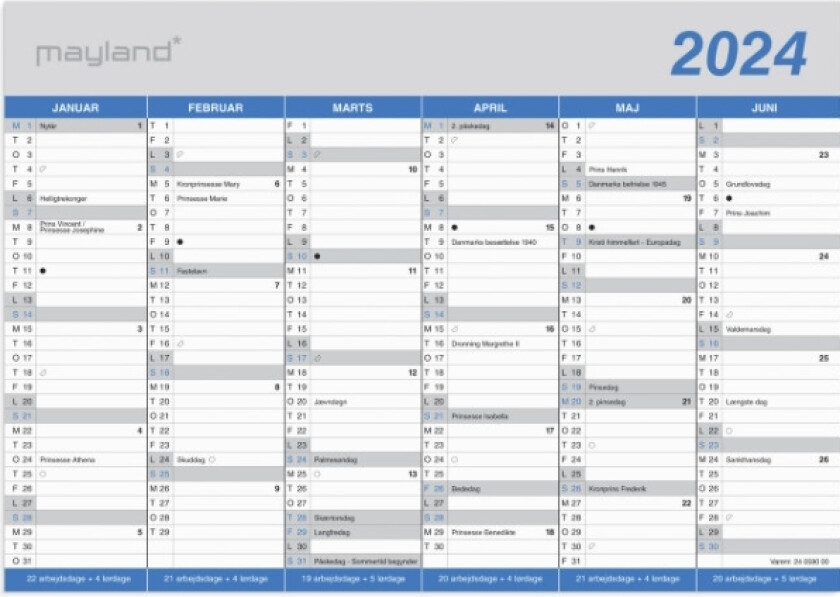 Kontorkalender A4 Klassisk 2024