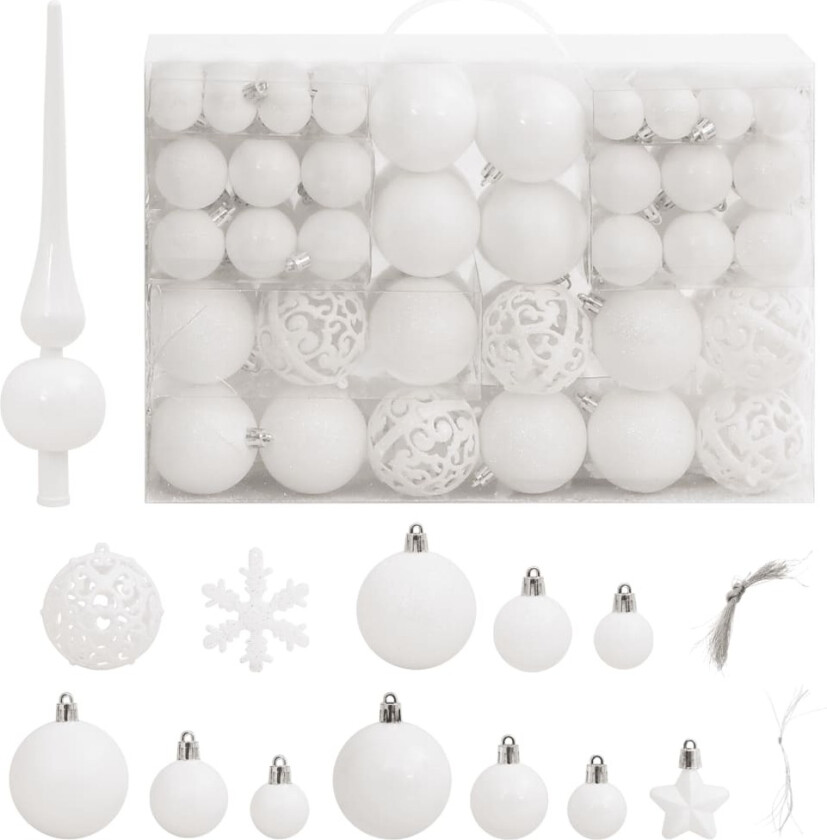 Julekulesett 111 deler hvit polystyren