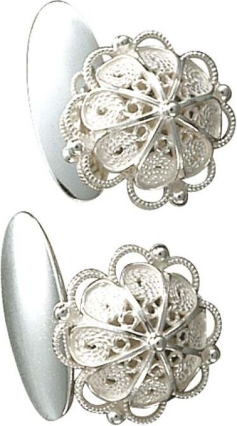 Mansjettknapper i 830 hvitt sølv med filigran