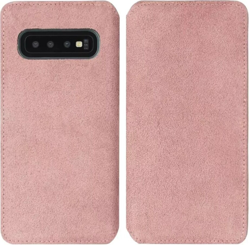 Broby Slim Wallet Samsung Galaxy S10+ (Plus) Semsket Skinn Flip Deksel med Lommebok - Rosa