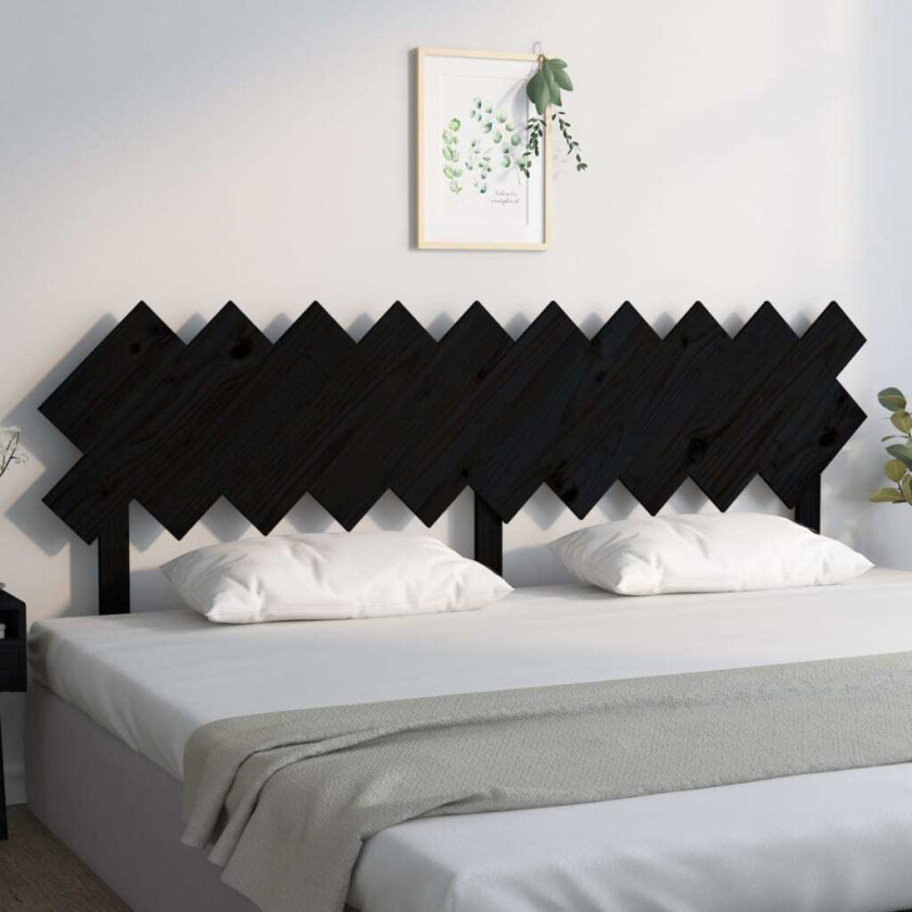 Sengegavl svart 196x3x80,5 cm heltre furu
