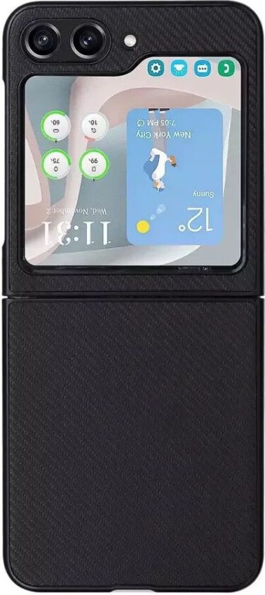 Samsung Galaxy Z Flip5 (5G) Skinnkledd Plast Deksel - Svart Carbon