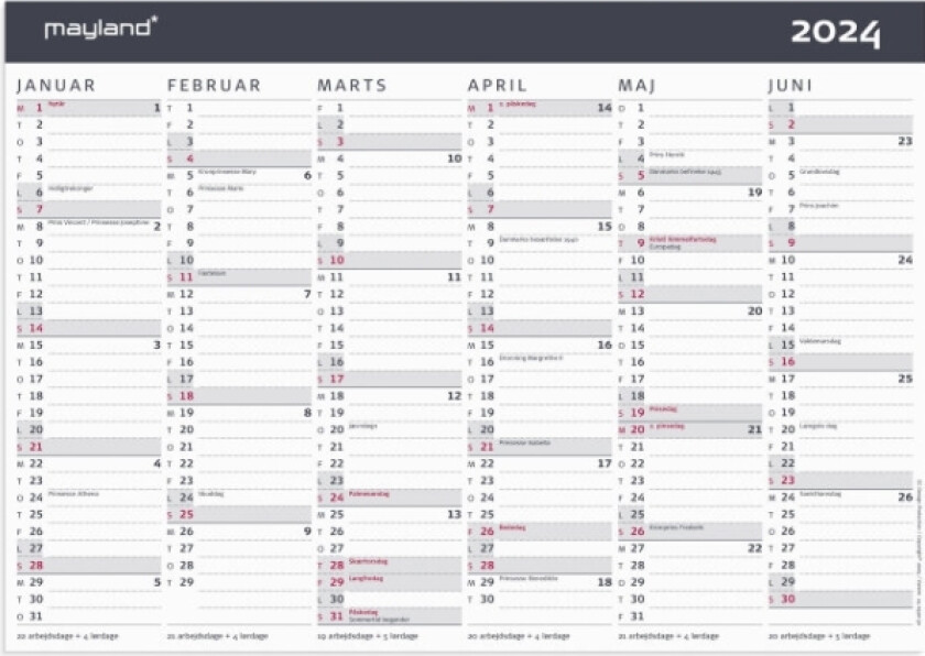 Kontorkalender A4 Moderne 2024