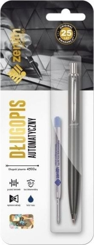 12 Color Line Automatisk Kulepenn + Refill - Blisterpakning