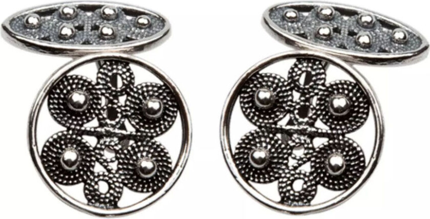 Mansjettknapper Nordmøre rund i 830 oksidert sølv