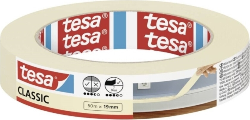 Tesa Classic 52803-00000-01 Malertape Hvid (L X B) 50 M X 19 Mm 1 Stk