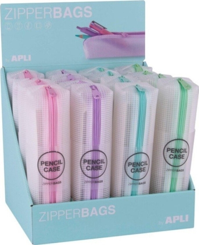 Zipper Pennal, 210X45x45mm, Blanding Av Pastellfarger