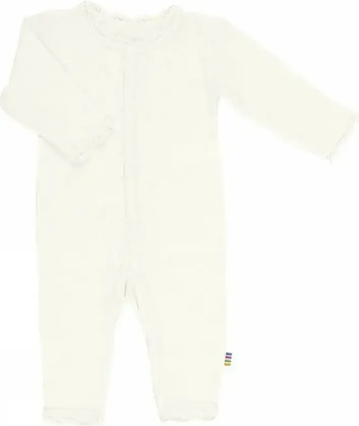 Heldress i råhvid ull og silke med blonder | Joha | Baby | Natur / off-white | størrelse 70 | 85% Ull og 15% Silke til