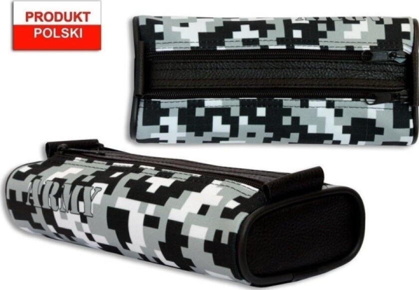 Warta Pennal Skolepenal War-1218 Oval Camo Grå/Sort Kr