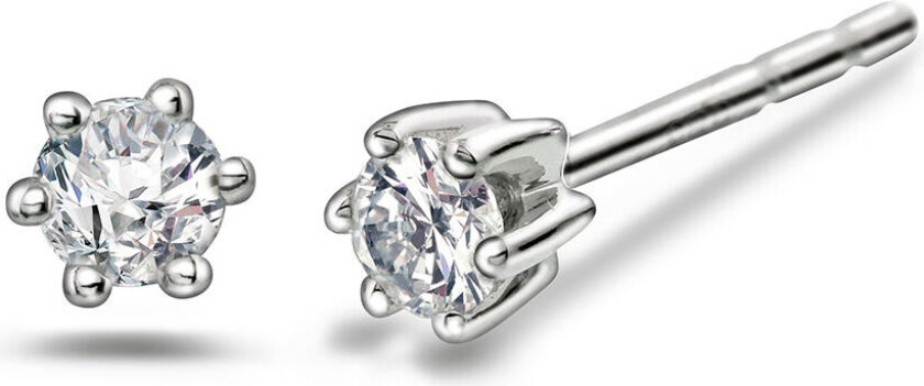 , Ingrid enstens øredobber i 585 hvitt gull med diamanter 0,15 ct