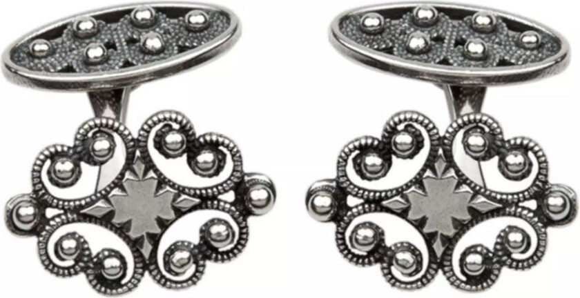 Mansjettknapper Nordmøre ovale i 830 oksidert sølv