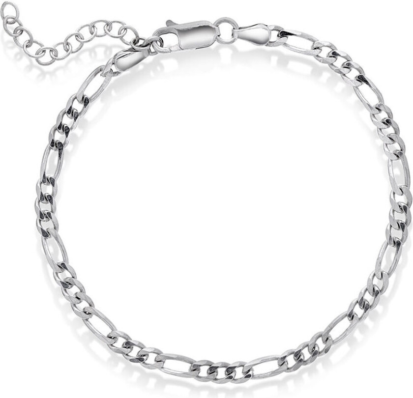 Figaro armbånd i rhodinert 925 sølv, 19 cm