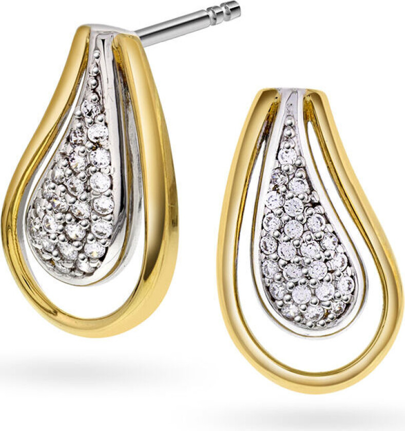 , Øredobber i 925 forgylt sølv med zirkonia