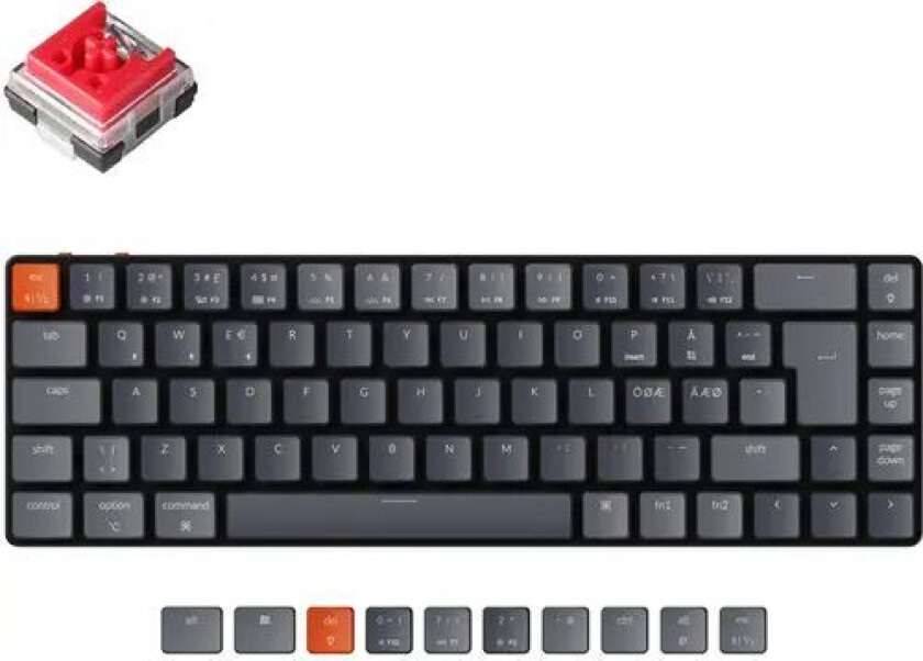 K7 Low Profile Hotswap Trådløst Tastatur Rgb Aluminium [K Optical Red]