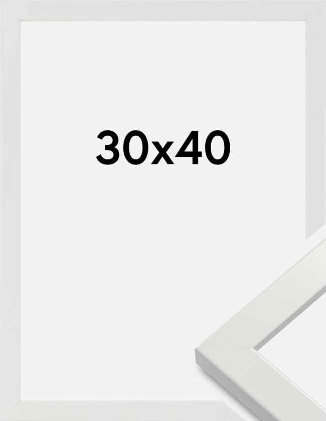 Ramme White Wood Glossy Akrylglass 30x40 Cm