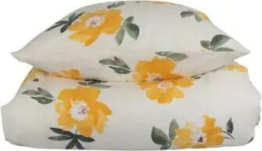 Flanell sengesett - 140x200 cm - Gardenia gul - 100% bomullsflanell -