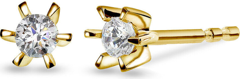 , Isabella enstens øredobber i 585 gult gull med diamant 0,16 ct WSI