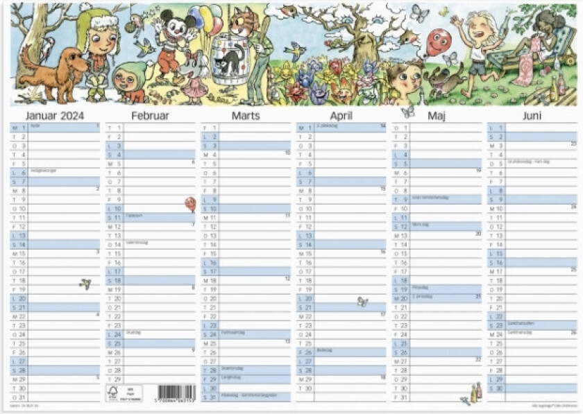 Vægkalender A3 Otto Dickmeiss Illustration 2024