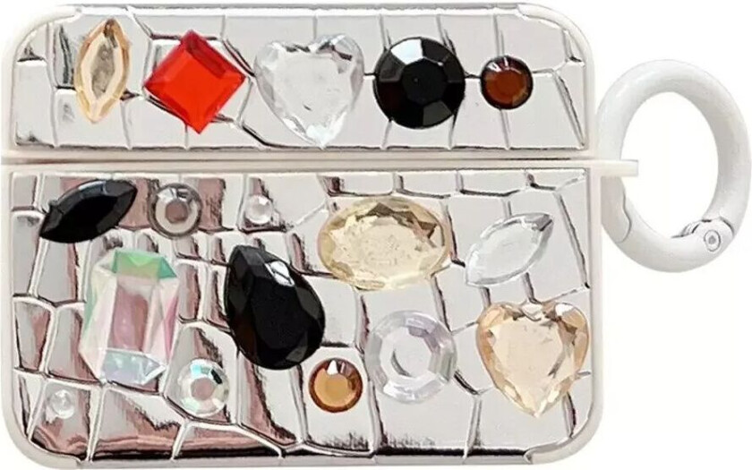 Apple AirPods Pro (1. gen.) Fleksibelt Plastdeksel med Perledekor – Sølv