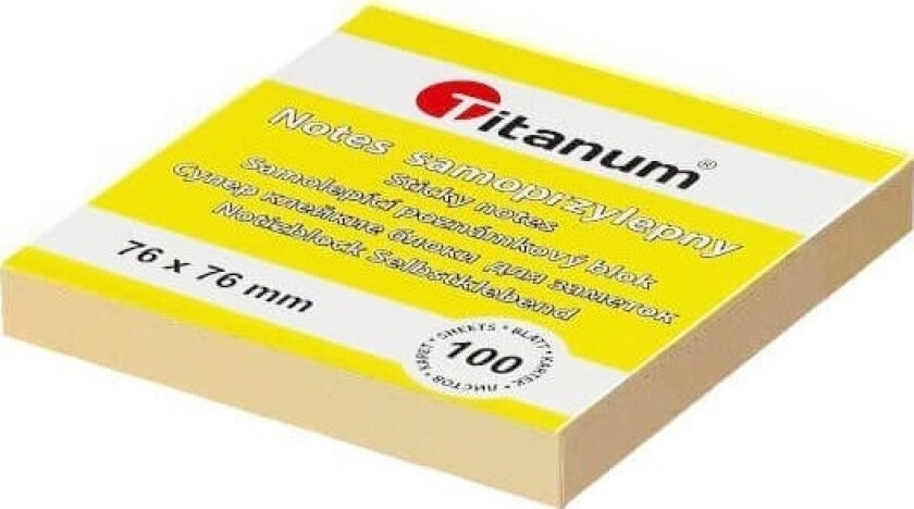 Titanum Selvklebende Notatbok 76X76mm 100K Gul