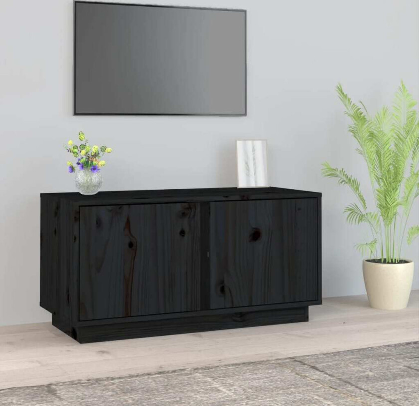 TV-benk svart 80x35x40,5 cm heltre furu