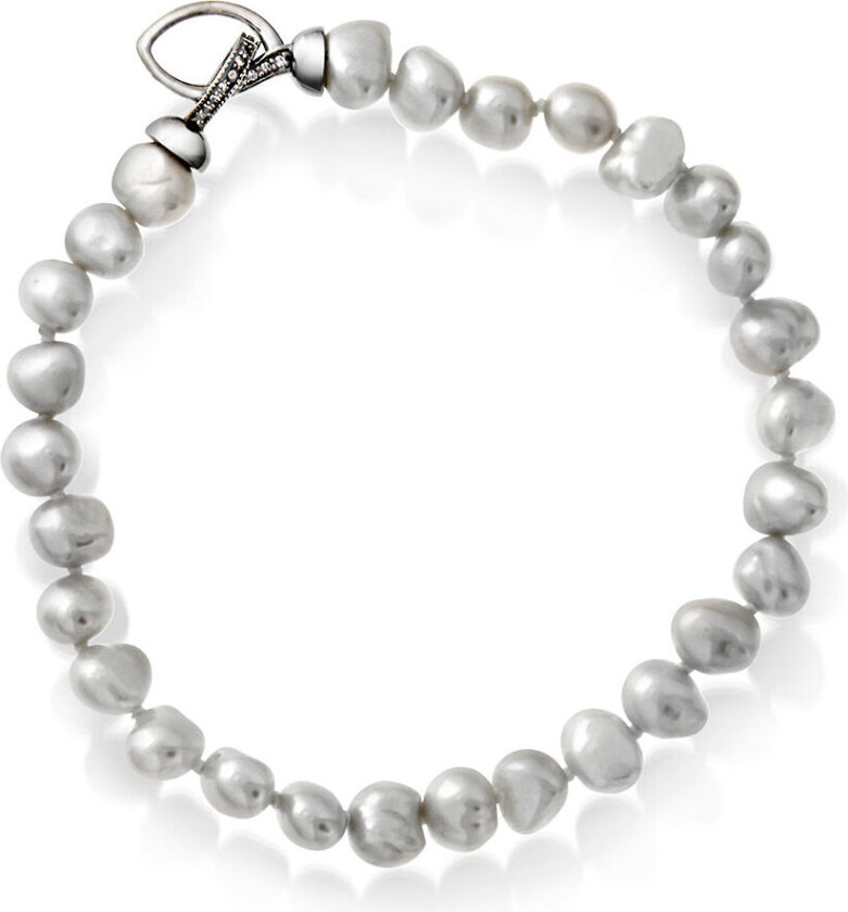 Armbånd i 925 sølv med barokk ferskvannsperler og zirkonia