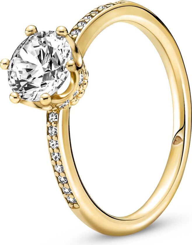 Ring i forgylt 925 sølv med zirkoner, str 56