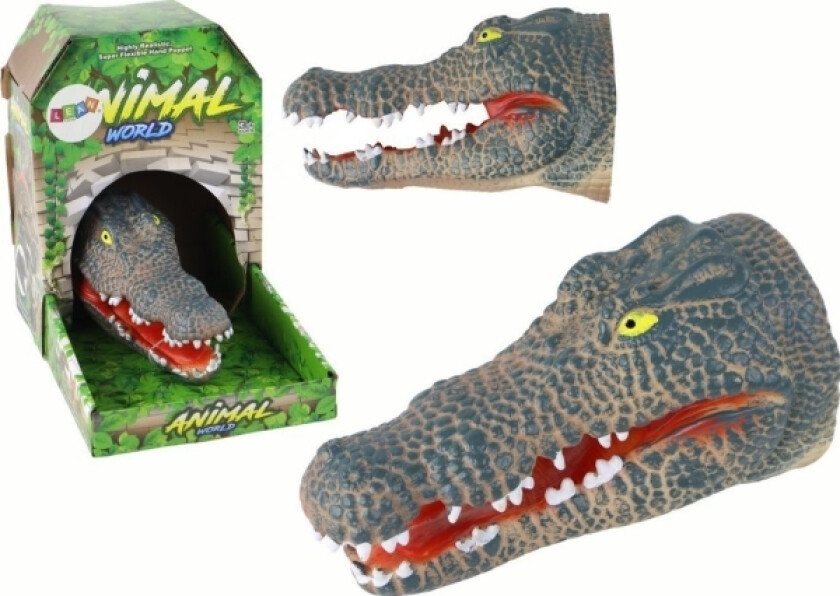 Leantoys Hånddukke Crocodile Animal Grey