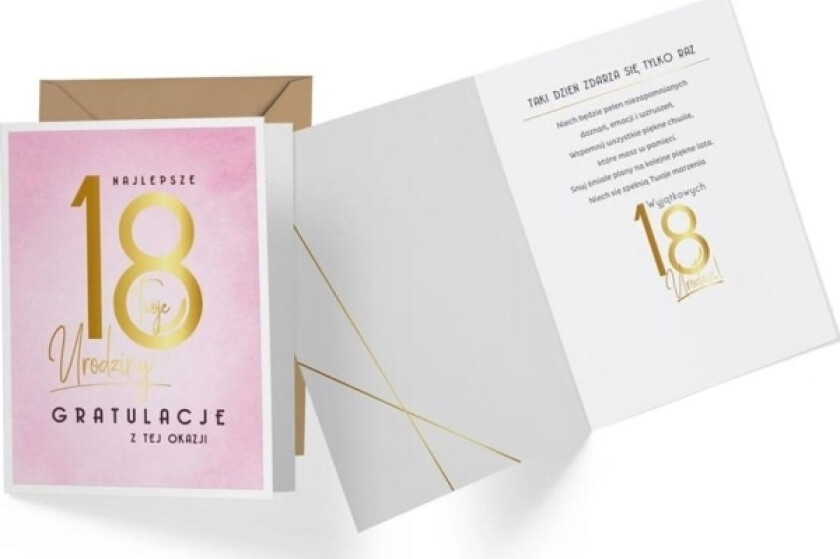 Kukartka 18-Års Bursdagskort, Rosa V-008