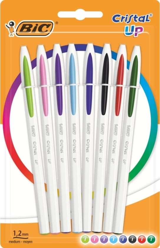 Bic Bic Cristal Up Ast+Fun Kulepenn 8 Farger Blister