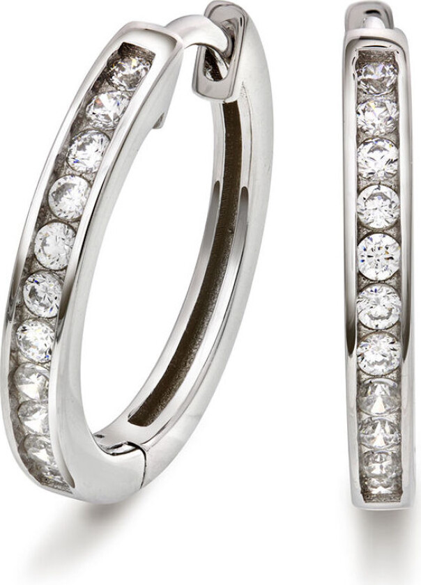 , Øreringer i 925 sølv med zirkonia