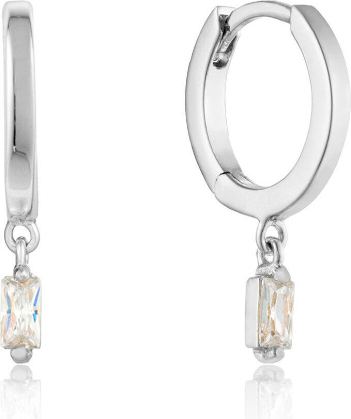 , Øreringer i 925 sølv med zirkonia charm