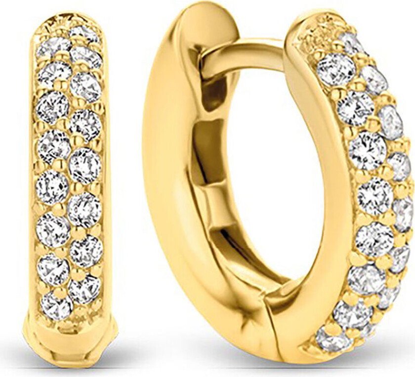 , Øreringer i forgylt 925 sølv med zirkonia