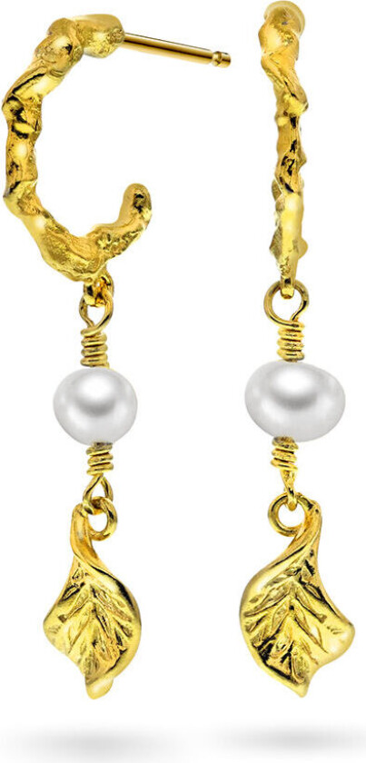 Shapes by Gulldia, Keshi øredobber i forgylt 925 sølv med Keshi Perler