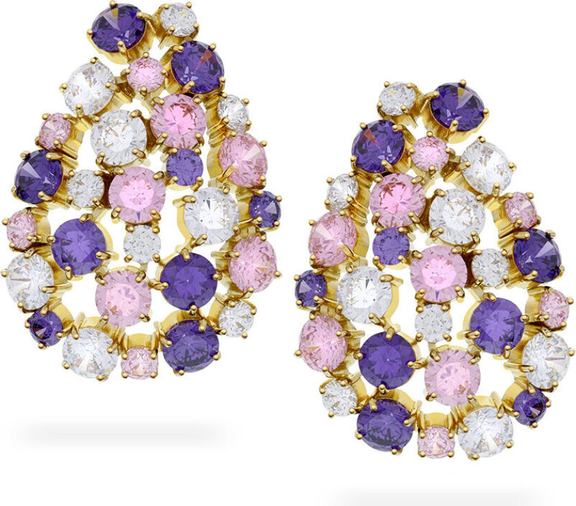 , Store øredobber i 925 forgylt sølv med zirkonia