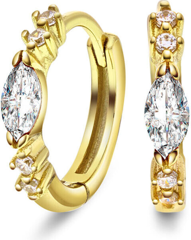 , Øreringer i 925 forgylt sølv med hvit zirkonia