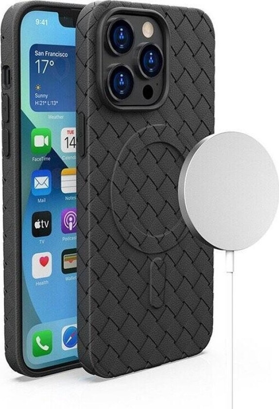 Plecione Etui Magsafe Woven Deksel Til Iphone 15 - Sort