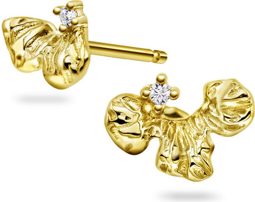 Shapes by Gulldia, Petal øredobber i forgylt 925 sølv med zirkonia